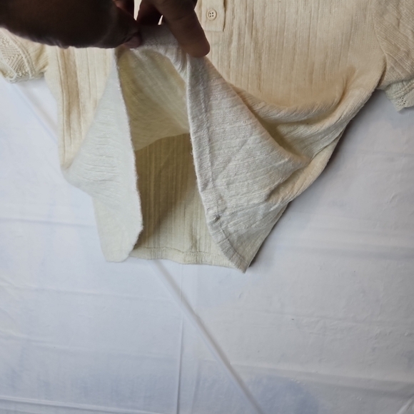 🎁 Atelier By Kirious Front Button  Cable Knit Shirt Top Cream Breathable Size L - Picture 5 of 16